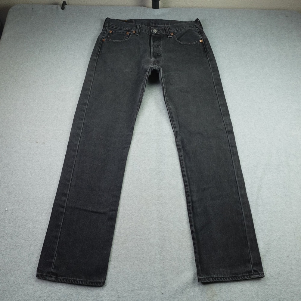 Levis 501 Jeans Mens 30x30 Black Straight Leg Button Fly Original Fit Denim